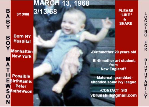3/13/68 March 13, 1968 - Help Make it a Happier Birthday for New York Adoptee